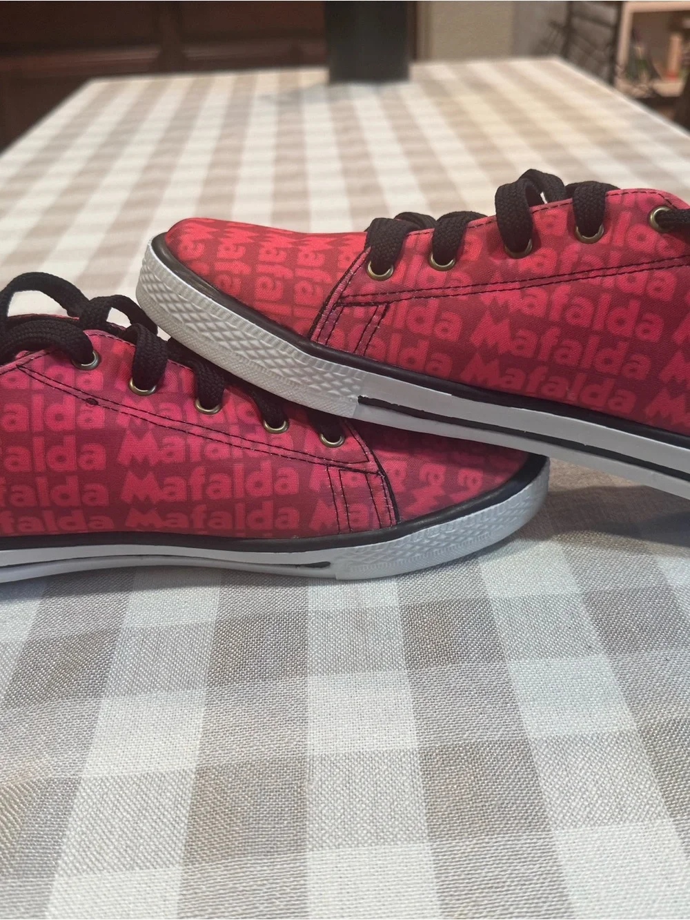 Women’s Red Mafalda Character Sneakers, Size 10.5